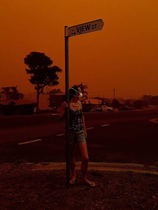 Toni Houston in Merimbula during the Black Summer 2020 fires. 