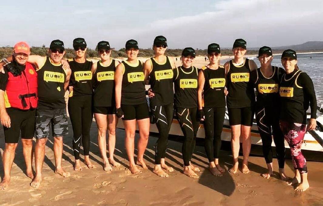 Pambula SLSC members came together for the RUOK day in 2019. Photo supplied