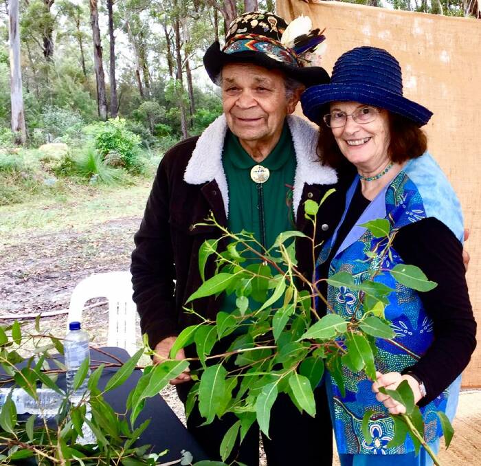 The gum leaf love story - Uncle Ossie Cruse and Robby Cruse at the Giiyong Festival 2022. Photo supplied