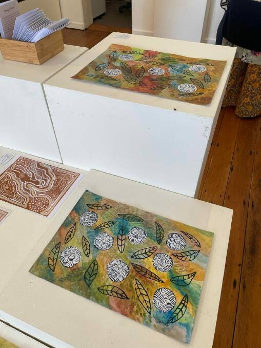 Aunty Colleen Dixon's artworks on display at the Spiral Gallery in Bega. 