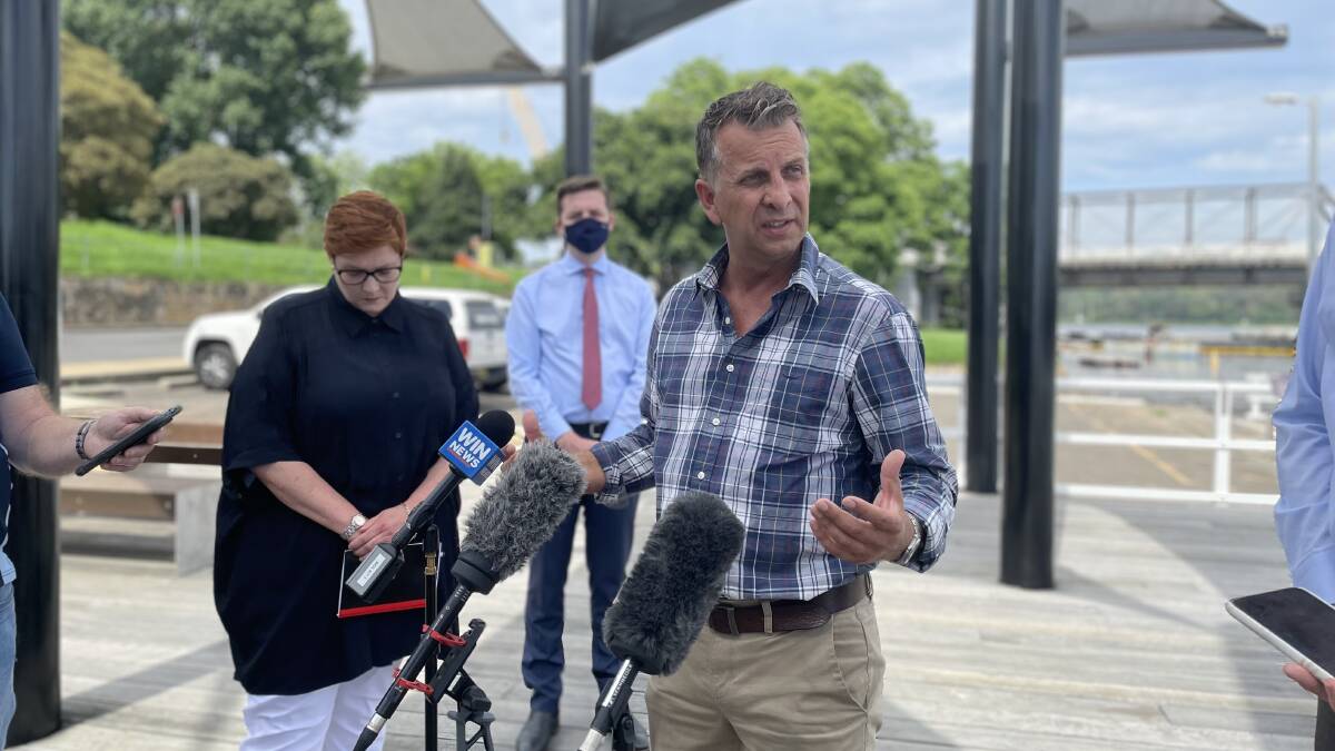 COMMUNITY FOCUS: Andrew Constance in front of the Nowra bridge project when he was endorsed as Liberal candidate for Gilmore in January. Image: Grace Crivellaro.