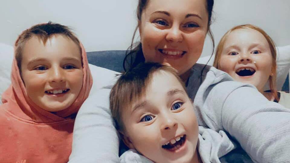 Ashleigh Maybury with children Tannah Chaz, and Regan. Ms Maybury and her fiancée Nathan Philipp have been unable to secure a rental property for their growing family due to the lack of housing availability. Picture: supplied. 