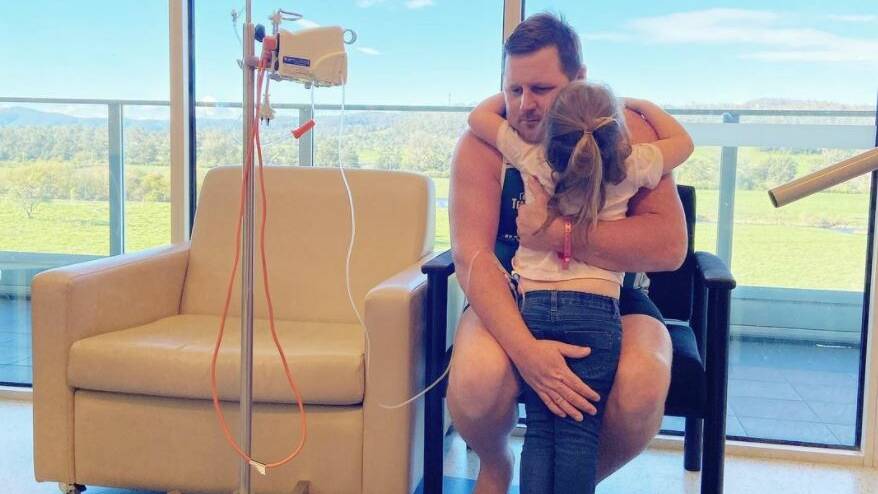 Toad Heffernan with daughter Layla during a week-long hospital stay for the 36 year old. Photo: Instagram