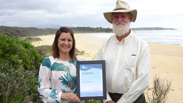 Stuart received the NSW Coastal Management Local Hero Award from then Mayor, Kristy McBain in 2018. 