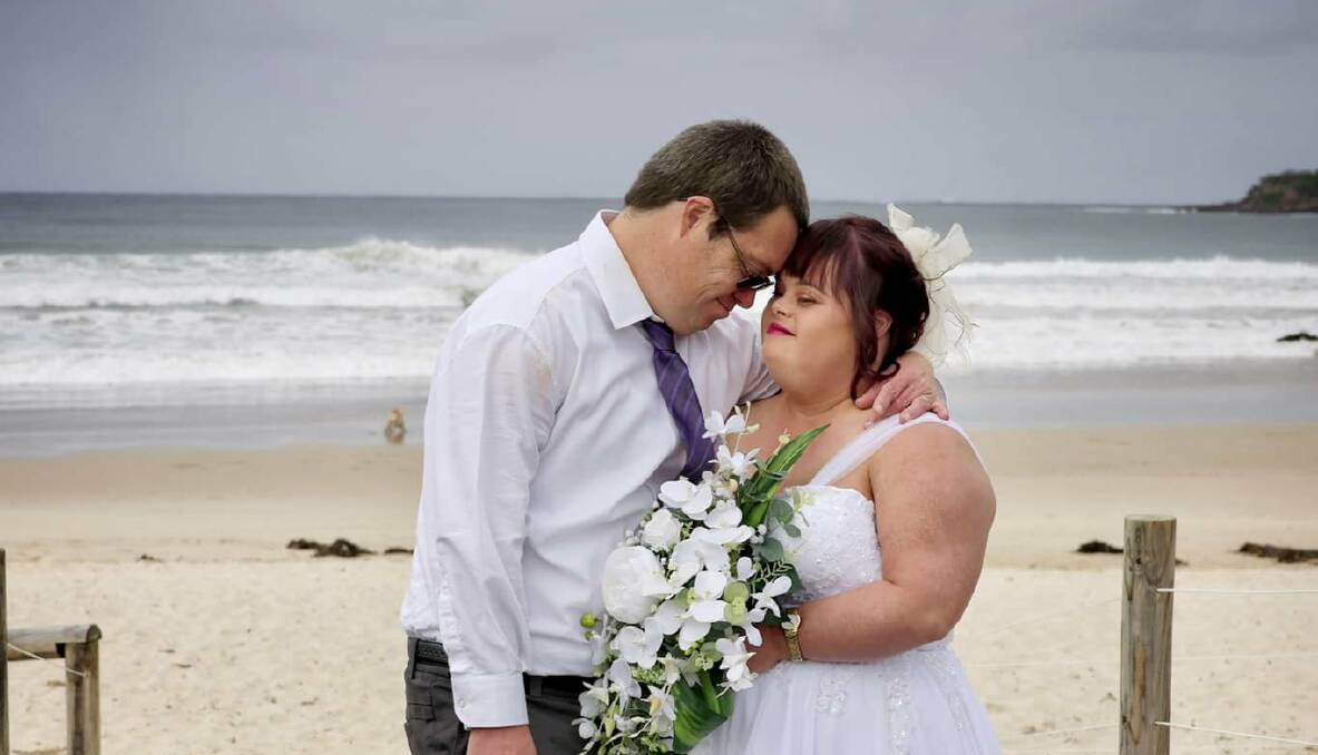 The wedding ceremony was held at Pambula Beach to a beautiful ocean backdrop. Photo: supplied 
