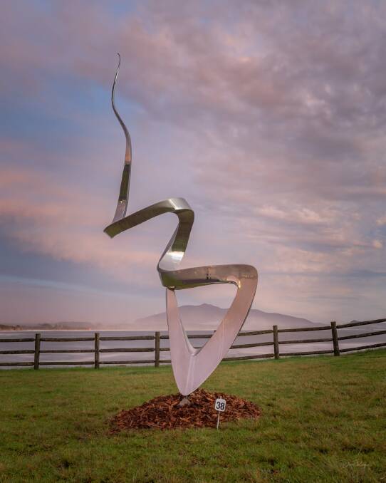 John Fitzmaurice's Twist and Pop, 3.61.2m, is made from stainless steel with a mirrored finish. Photo: David Rogers 