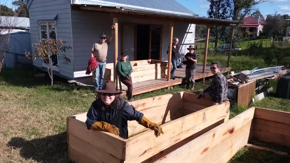 Volunteers and friends of the Cobargo Community Garden have been creating wicker bed gardens at the site, which will be used during the project. Source: The Cobargo Community Garden's Facebook page. 
