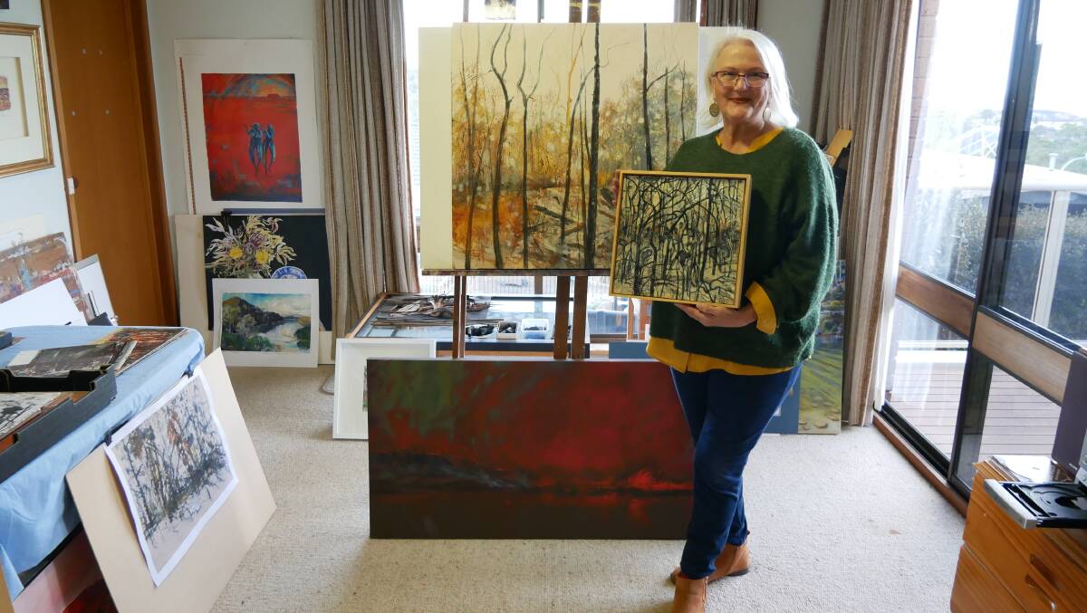 Suzanne Lindhorst is an artist from Tura beach who uses her art as a means to come to terms with the devastation, destruction, and fury of mother nature that she witnessed during fires that ravaged the NSW Far South Coast. Photos: Ellouise Bailey