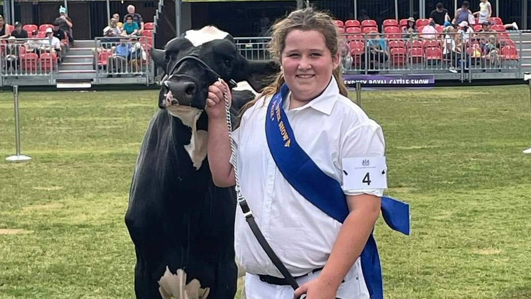 Cobargo local Alexis Allen who placed first in her age group in the dairy handlers class at the 2021 Sydney Show. Photo: supplied