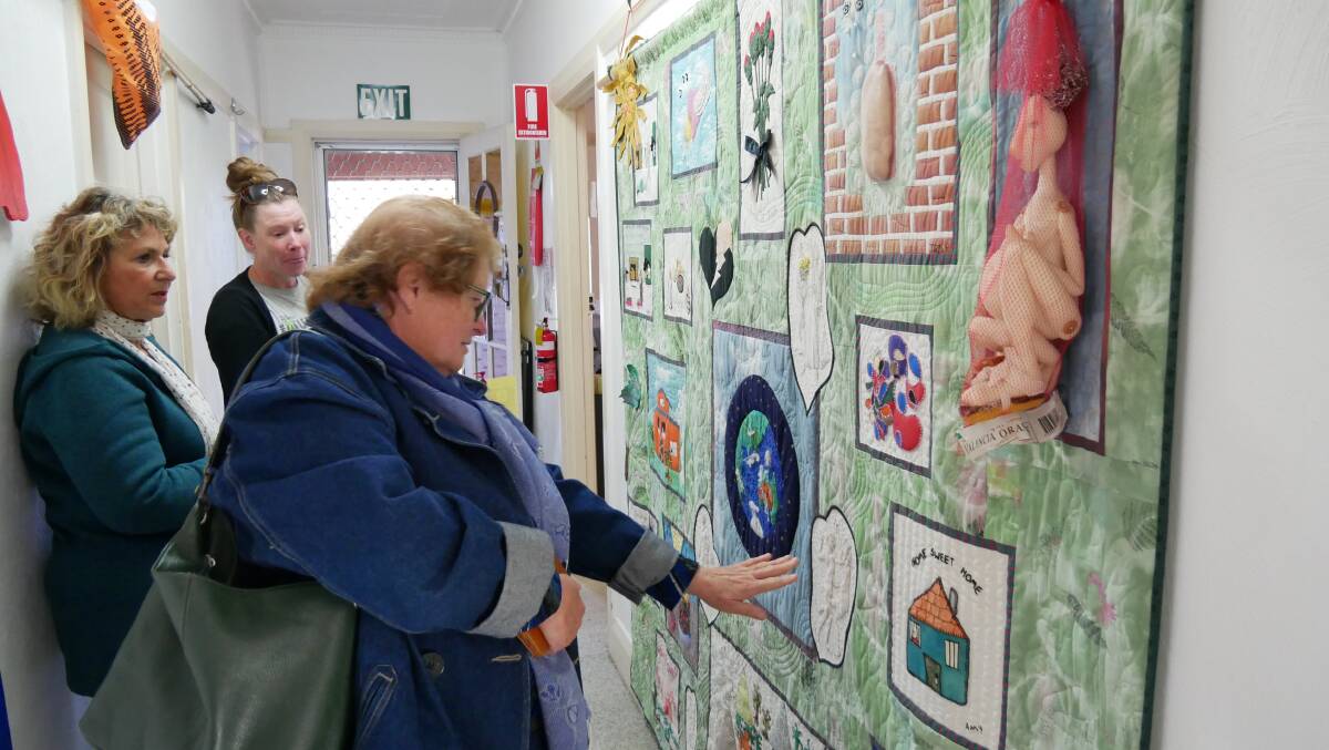 Annette Kennewell, Nelleke Gorton and Jane Hughes comment on a tapestry showing the experiences of many local women with domestic violence or abuse. 