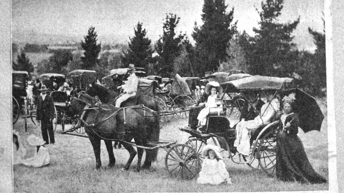 A photograph of a woman called Mrs Rogers and those who attended with her at the Bega Show, circa 1880s. Photo: supplied