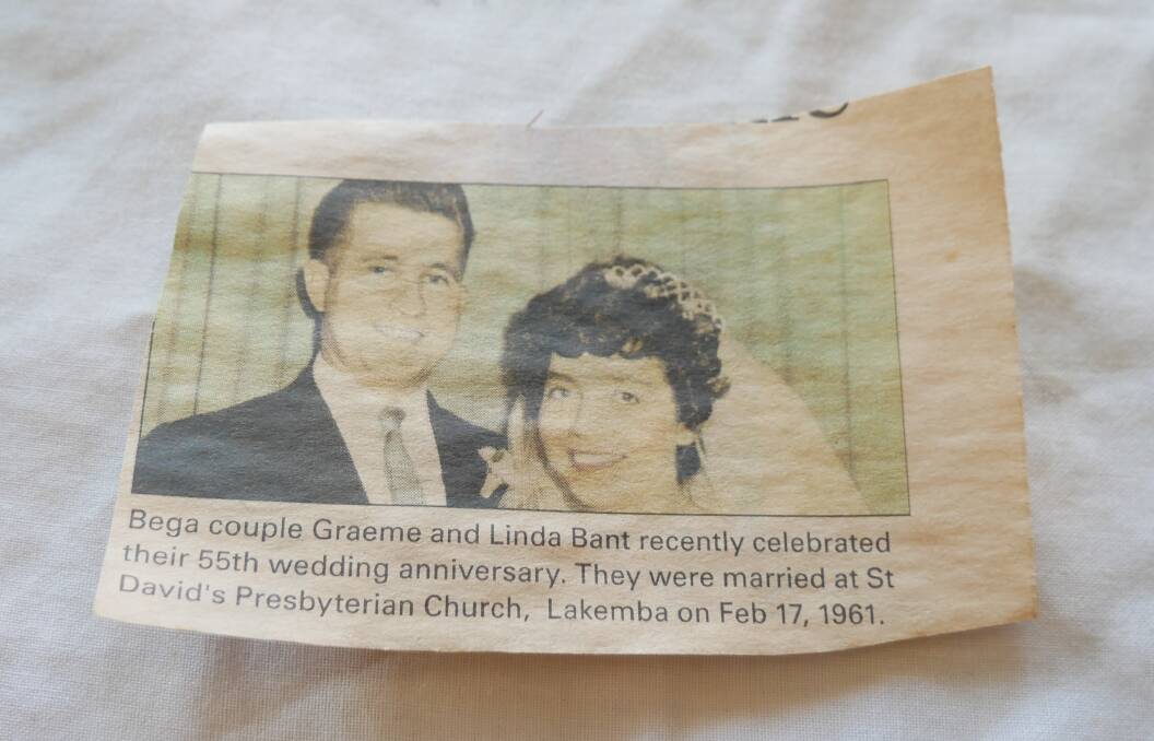 A excerpt from Bega District News when the couple celebrated their 55th wedding anniversary. Photo: Ellouise Bailey