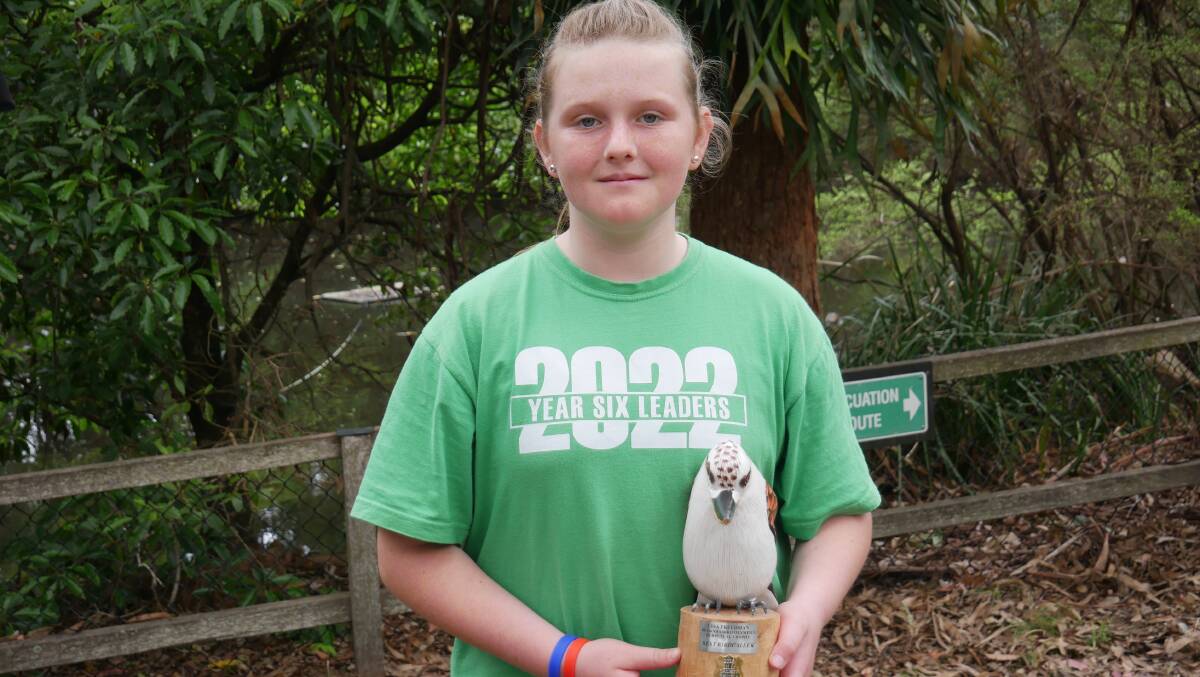 Bega Valley Public School year 6 student Alisha Saye took out the Lisa Freedman Perpetual Trophy for The Champion Bird Caller. Picture by Ellouise Bailey 