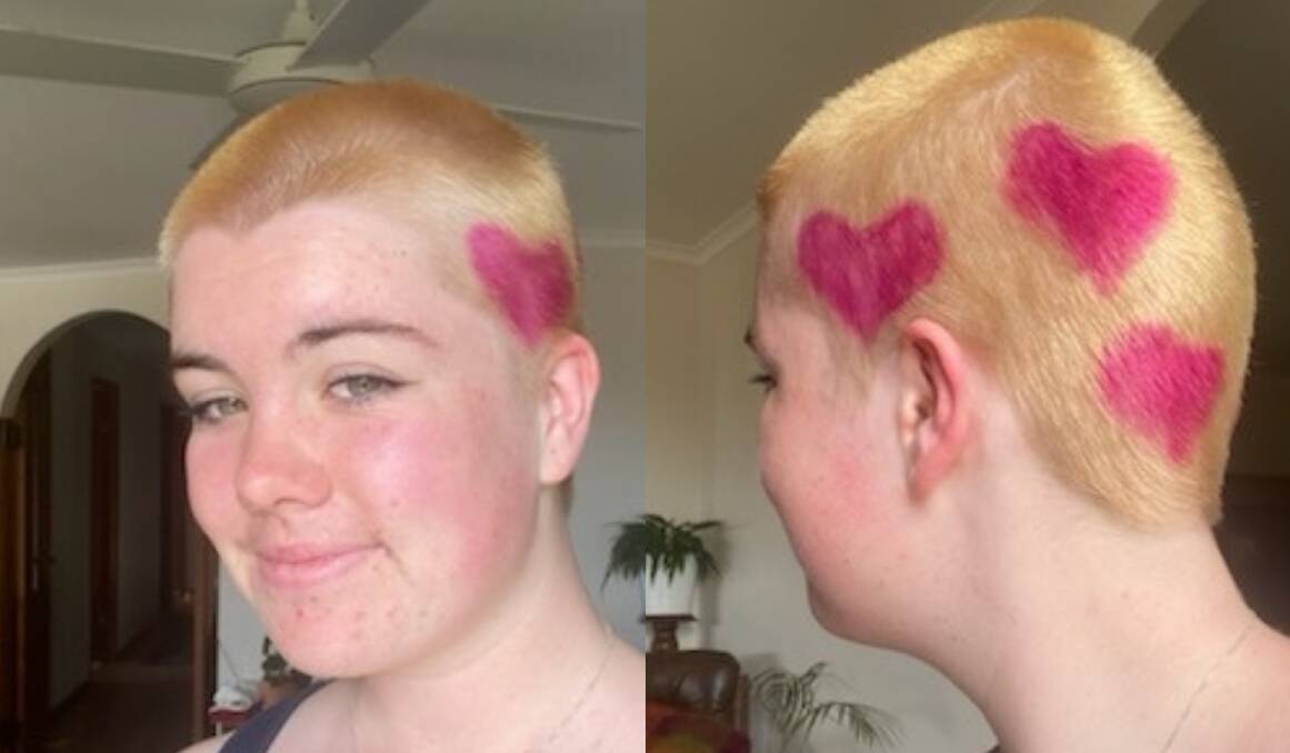 Some people like racing stripes, but for Taylor, bleach blonde hair with hot pink love hearts was the way to go. Photos: supplied