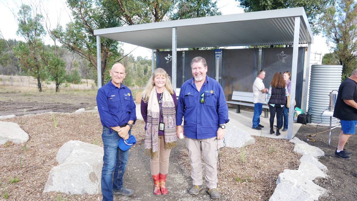 Merimbula Rotary members Shane Osta and Andy Thorpe, who spearheaded the project with Bega Valley Shire Council cemeteries and halls officer, Katrina Berenguer. Photos: Ellouise Bailey