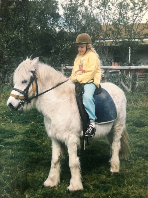 Ailsa as a child on her pony at her parent's property. Picture: supplied. 