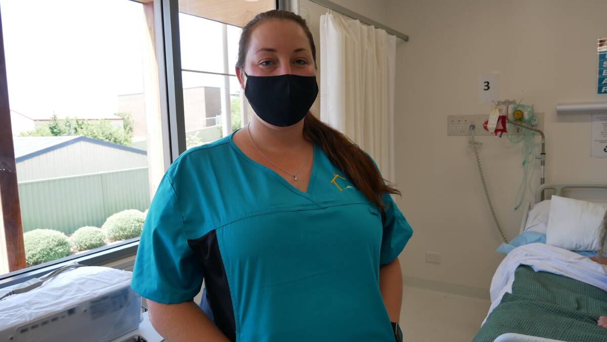 Trainee Mia Jones wanted a career change from being a dental assistant to a nurse. She decided to enrol in the new program to gain her Certificate IV in Ageing Support which she may use to then enrol as an registered nurse. Photo: Ellouise Bailey
