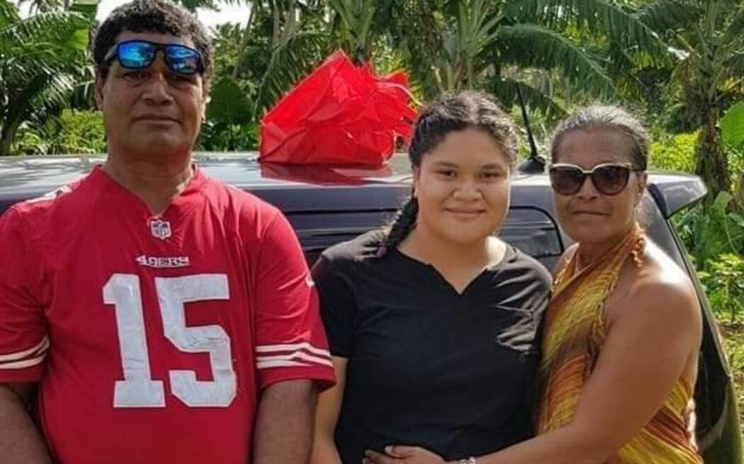 Palakisa Broder with nephew Elevisis Pua and his daughter in Tonga. Photo: supplied 