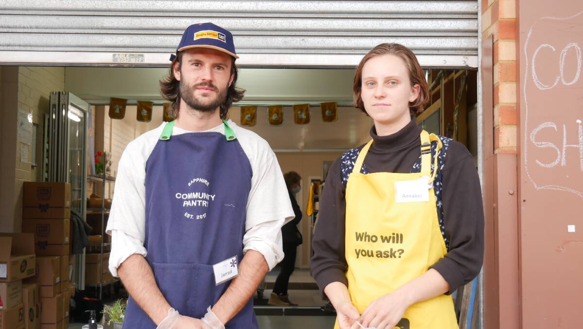 Volunteers Jarrad Holinger and Annabell Gottwald help out a couple of afternoons per week at the pantry and both found it to be a very rewarding experience. 