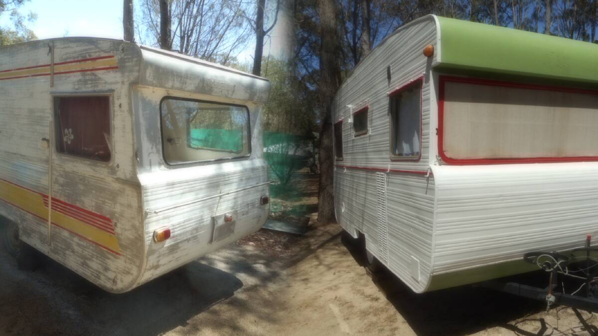 Geof Maher's favourite 'before' and 'after' shot of a caravan he refurbished. Picture: supplied