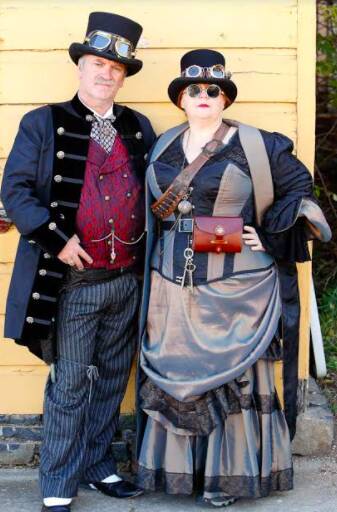 A couple dressed up for the 2018 competition event. 