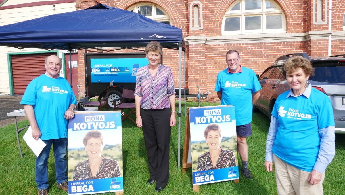 FROM LEFT: Robert Hayson, Liberal Candidate Fiona Kotvojs, Dennis Mortiner, and Robyn Darke. Photo: Ellouise Bailey
