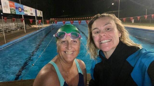 Sandra Westaway and Zoe Philipzen both swam together at 3.40am. Photos: Zoe Philipzen. 