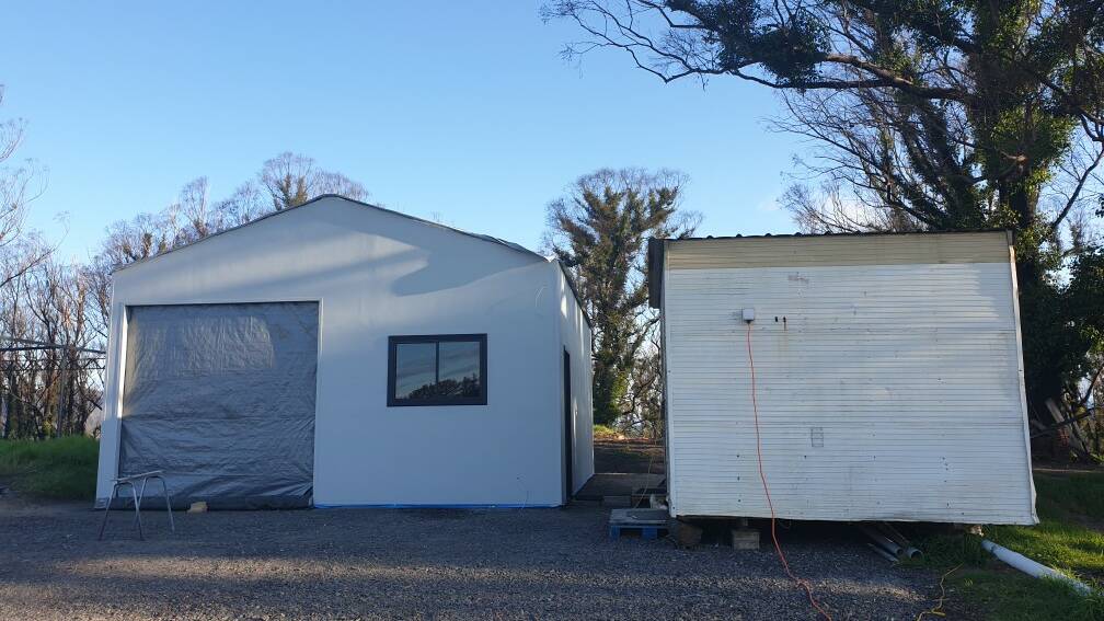 Chris and Alan's shed and caravan set up on their property in Quaama. 