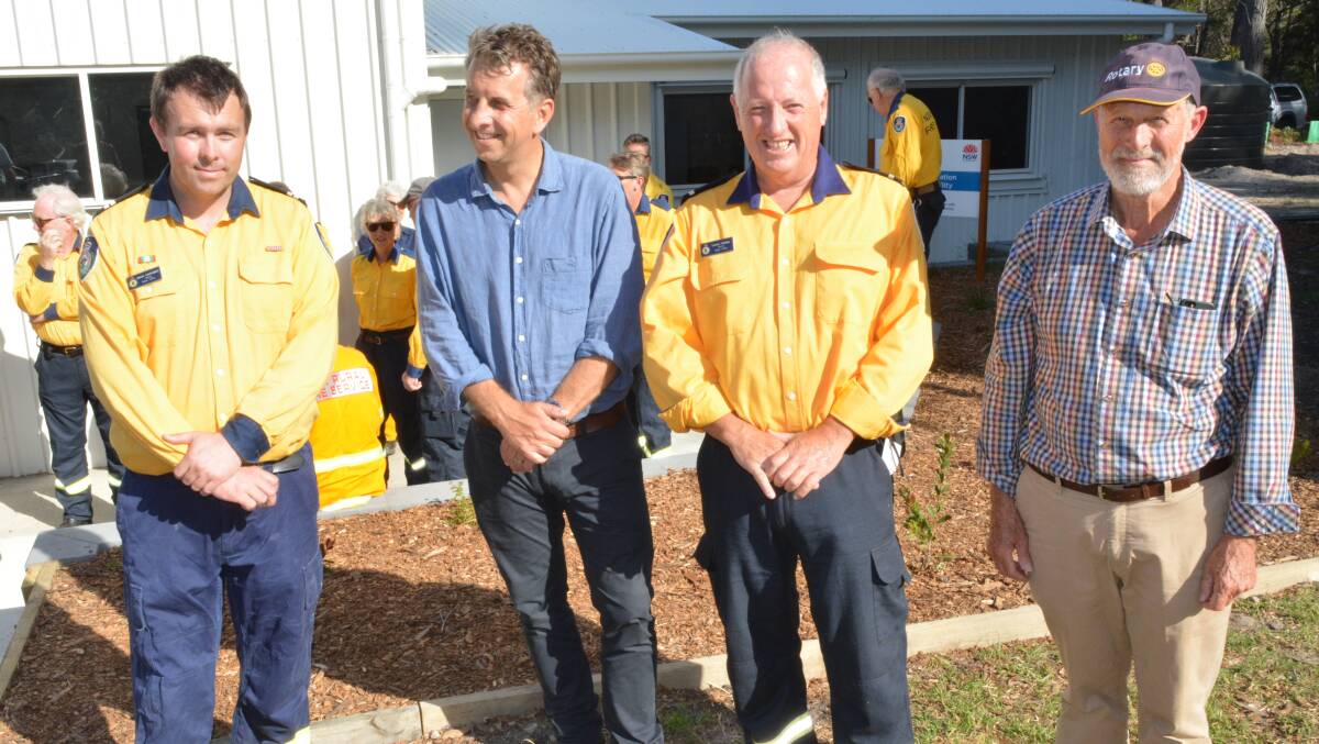 FROM LEFT: Jason Lewington, Andrew Constance MP, Lance Hartley and Rotary treasurer Charlie Bloomfield. Photo: Ben Smyth