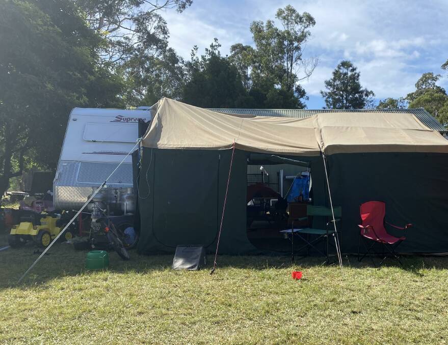The James' family caravan and camper trailer set-up. 