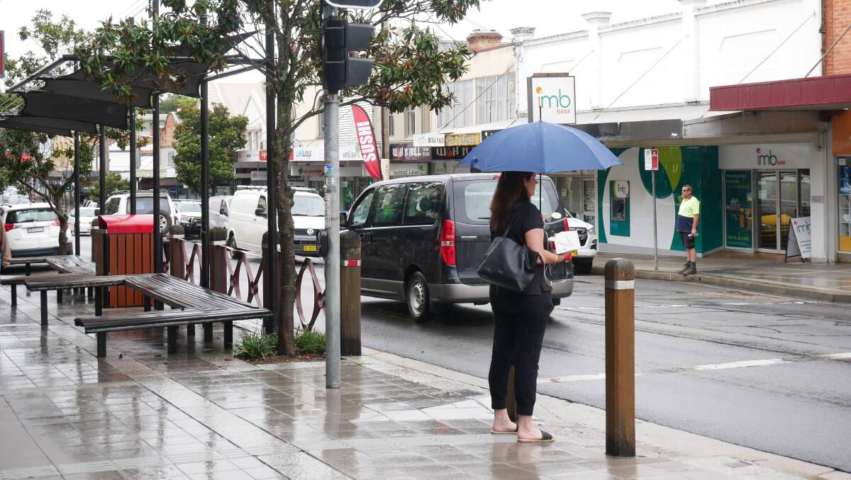 A rainy scene from Carp Street in Bega, Friday February 25. Photo: Ellouise Bailey