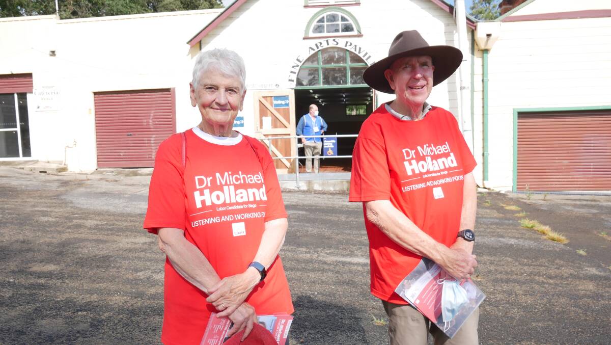 Jan and Robb Robilliard were handing out pamphlets in support of Dr Michael Holland. Photo: Ellouise Bailey