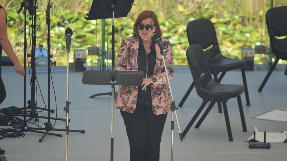 Artistic director Lindy Hume speaking to the audience on the day. 