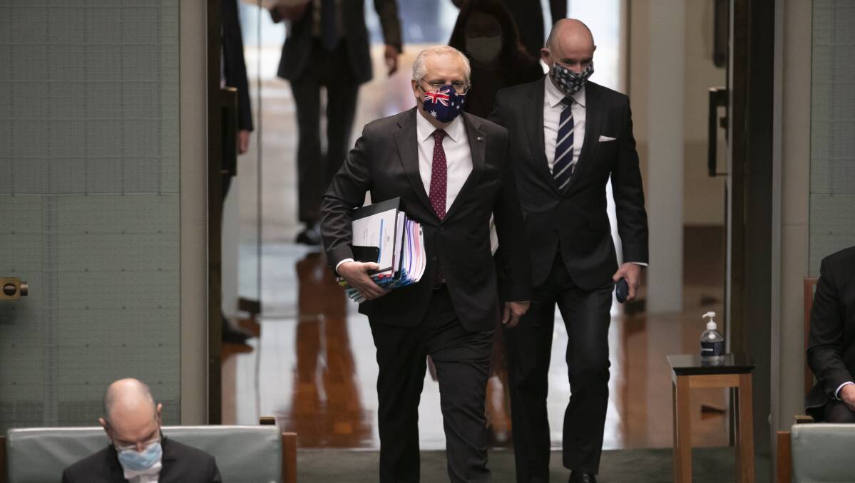 The Prime Minister arrives for Question Time. Picture: Keegan Carroll