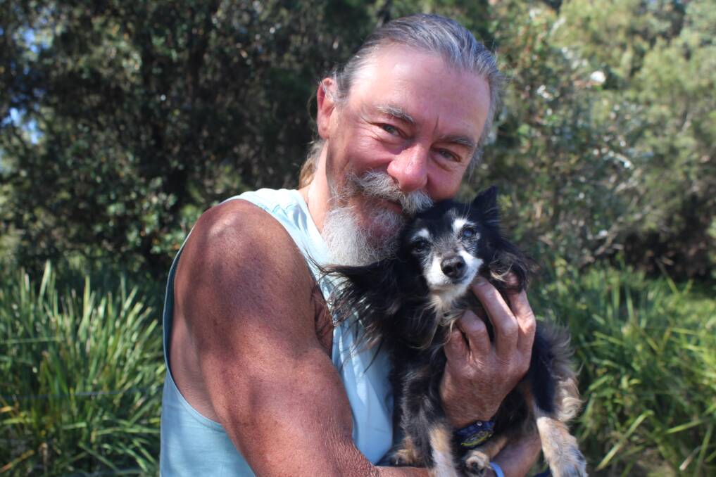 Moruya's Andy Hodson and 23 year old dog Rocky. Picture by James Tugwell.