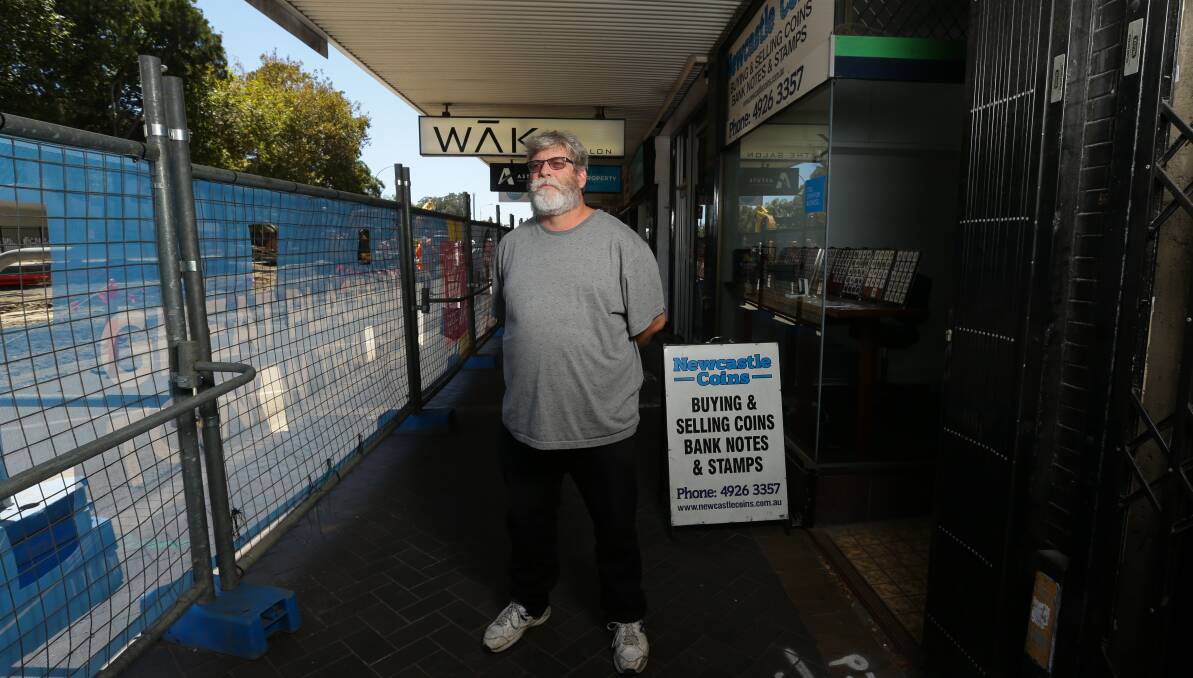 Newcastle Coins owner Shane Mcculloch outside his former shop. File picture.