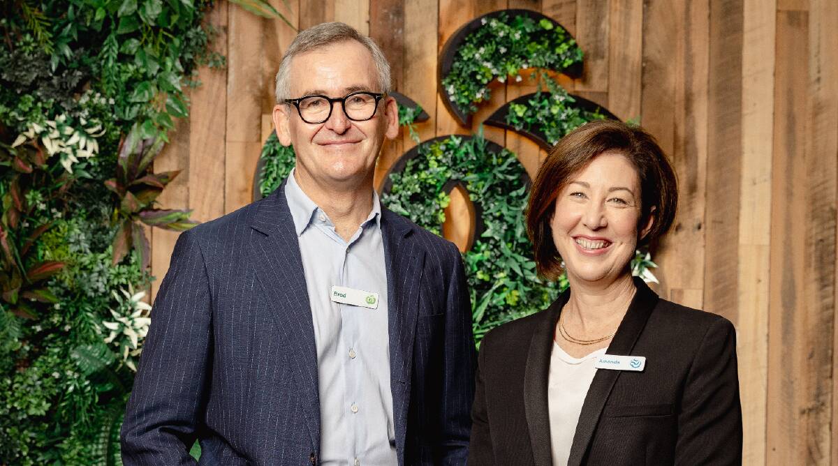 Woolworths Group chief executive Brad Banducci and WooliesX managing director Amanda Bardwell. (AAP Image/Supplied by Woolworths Group) 