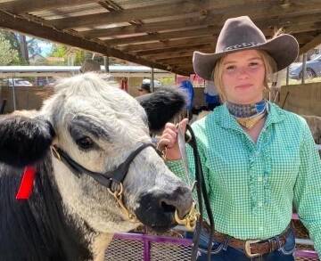 Olivia Shipton, in Year 11 at Narooma High School, with a second place for the Speckle Park steer. Picture supplied.