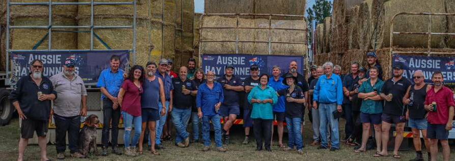 On the morning of Wednesday, December 20, a convoy of trucks from country Victoria arrived in Cobargo with hay for farmers affected by the Coolagolite Road bushfire in early October. Picture supplied