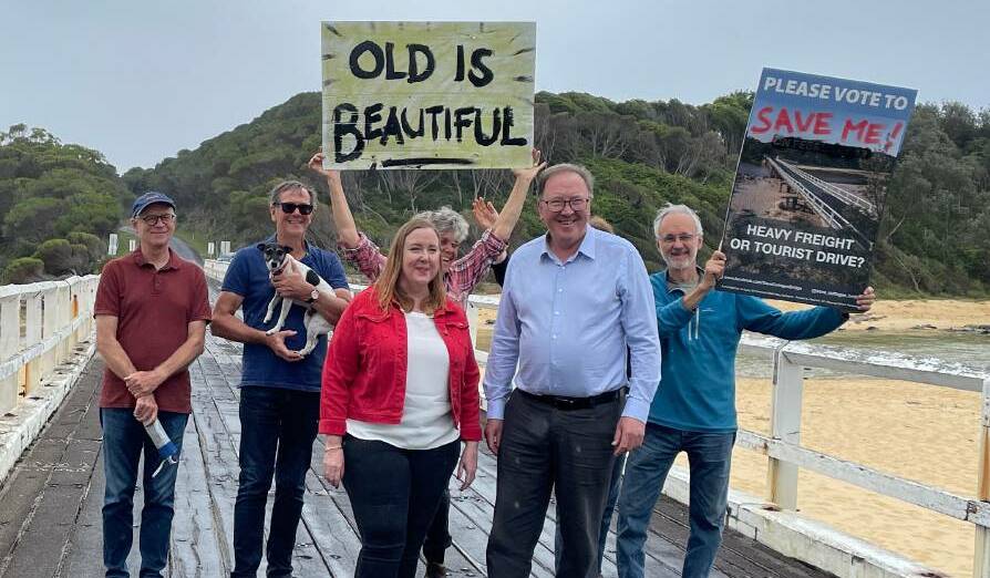 On March 13, 2023, then-NSW shadow minister for regional transport and roads, Jenny Aitchison and Bega member Dr Michael Holland MP were very popular after their $15m commitment to repair and restore the heritage Cuttagee Bridge. Picture by Marion Williams