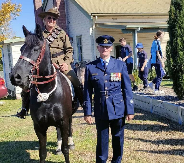 Nina Balas of the Light Horse troop with her partner Graham Churchill, Cobargo RSL sub-branch vice president. Picture by Narelle Churchill. 