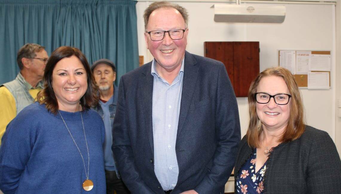 Member for Eden-Monaro Kristy McBain, Member for Bega Dr Michael Holland and Transport for NSW director of regional community partner Joanne Parrott at the community forum on the proposed closure of Wallaga Lake Bridge on Tuesday, July 25. Picture supplied