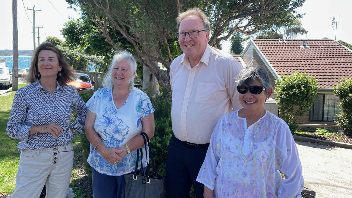 In March 2023 Member for Bega Dr Michael Holland committed $200,000 so that two new affordable housing units for seniors in Bermagui could go ahead without delay. Picutred here with Bega Valley Shire Councillor Helen O'Neil (far left) Picture by Marion Williams