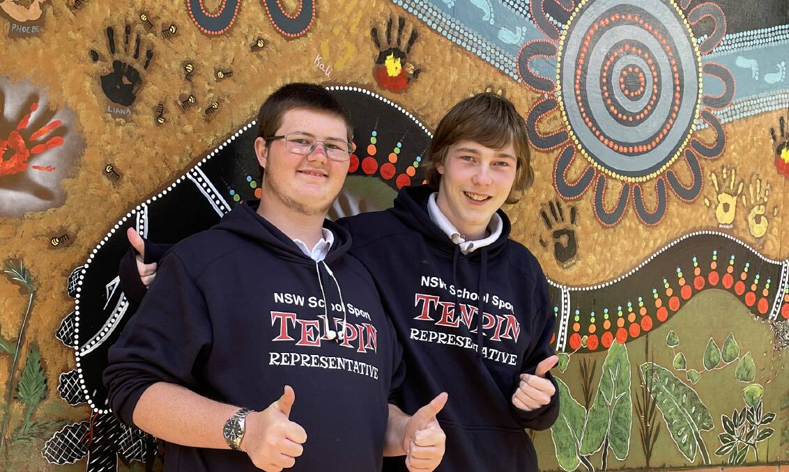 Patrick Long and Locquinn Bolte, two of the students who represented Narooma High at the NSW Department of Education's Inclusive School Sports tenpin bowling championship in Sydney on Thursday, November 3. Picture by Marion Williams