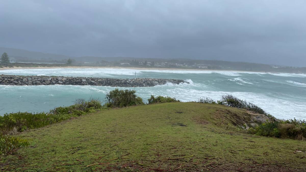 There were huge ocean swells near Bermagui harbour late morning on Wednesday, November 29. Picture by Marion Williams