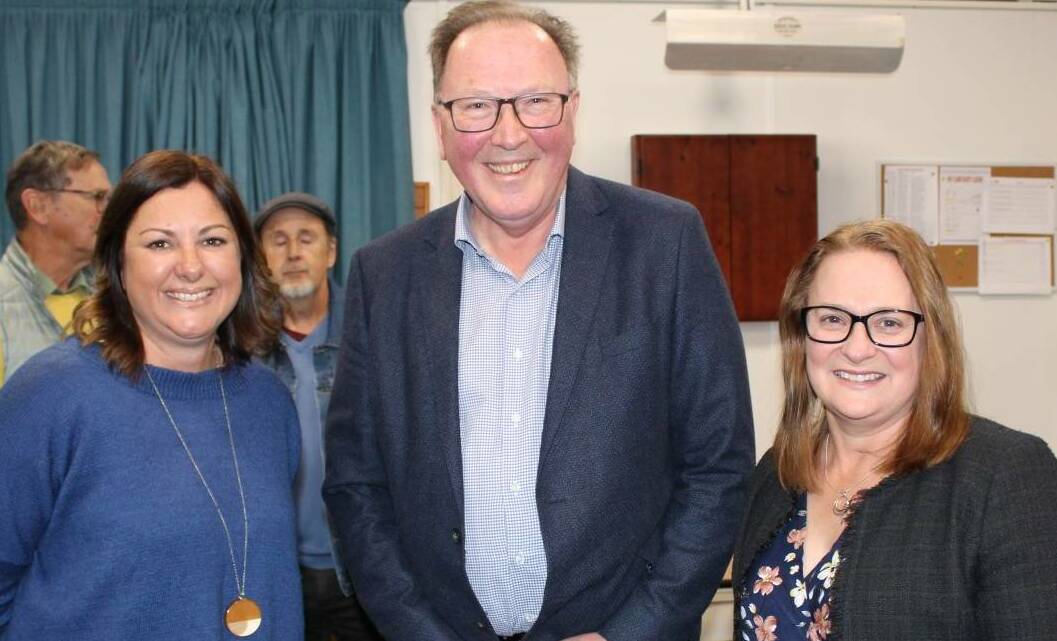 Member for Eden-Monaro Kristy McBain, Member for Bega Dr Michael Holland and Transport for NSW director of regional community partner Joanne Parrott at the community forum on the proposed closure of Wallaga Lake Bridge on Tuesday, July 25. Picture supplied