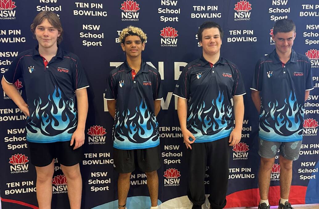 Narooma High School's tenpin bowling team: LB, Joseph, Ewan and Bryce. Picture supplied