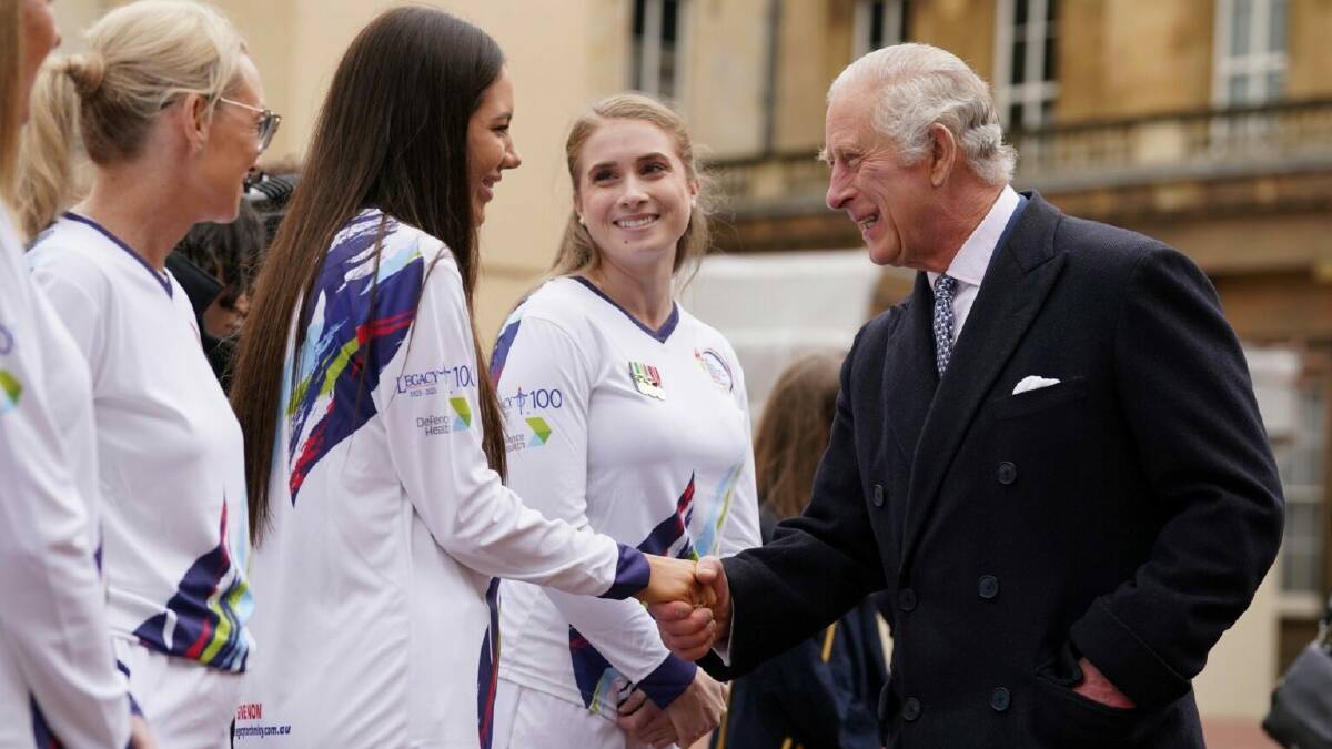 King Charles welcomed Legacy's torch bearers and beneficiaries at Buckingham Palace at the official start of the London leg of the Legacy Centenary Torch Relay on April 28. Picture courtesy of Legacy Australia
