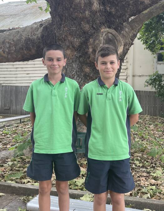 Bega Primary's Hamish McDonald and Tom Woolacott have been selected for the South Coast Primary School cricket side, set to compete at the State Championships in Lismore next month. Photo by Sam Armes. 