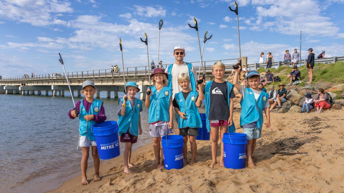 The 'Tathra Trash Trackers' team making sure there was no rubbish left behind. Picture by David Rogers Photography. 